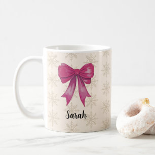 Mug Motif Flocon de Neige Arc en Rose Nom Personnalisé