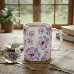 Mug Motif floral à l'aquarelle Indigo élégant