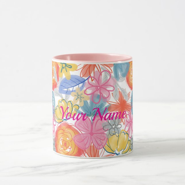 Mug Motif floral à l'aquarelle moderne (Centre)