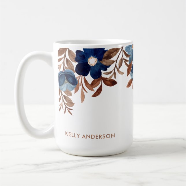 Mug Motif floral à l'aquarelle tendance Feuillage fémi (Gauche)