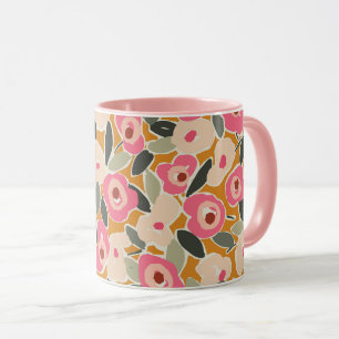 Mug Motif floral à l'encre gras Botanique dessinée à