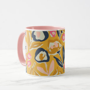 Mug Motif floral à l'encre gras dessiné à la main pour