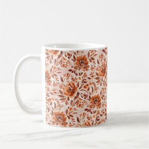 Mug Motif floral abstrait aquarelle couleurs d'automne