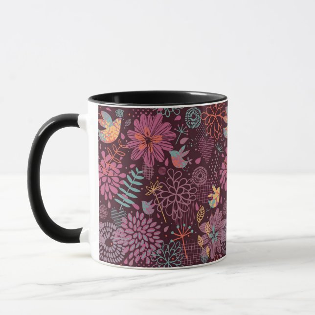 Mug Motif floral abstrait avec des oiseaux (Gauche)