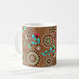 Mug Motif floral abstrait folklorique ethnique marron