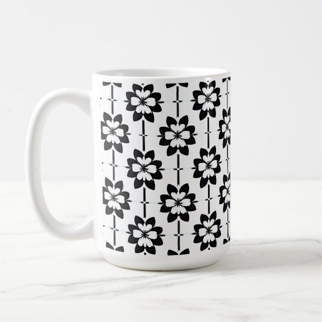 Mug Motif floral abstrait noir et blanc (Gauche)