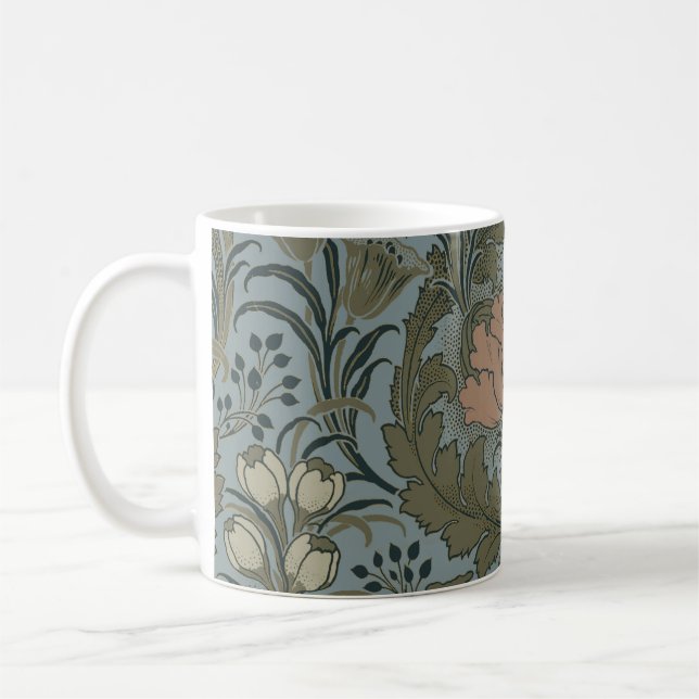 Mug Motif floral antique victorien terre cuite sauge (Gauche)