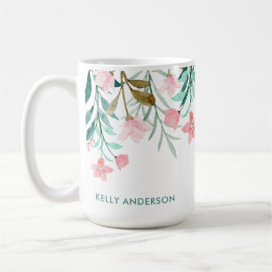 Mug Motif floral aquarelle féminin avec monogramme
