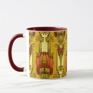 Mug Motif floral Art Nouveau rouge de tulipe