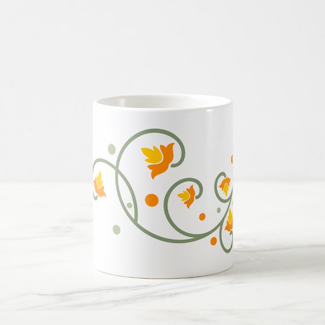 Mug Motif floral avec Fleur orange et jaune (Créateur téléchargé)