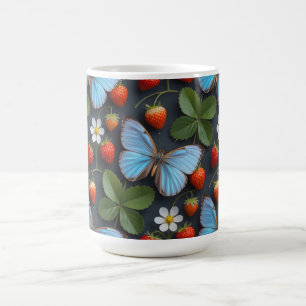 Mug Motif floral avec papillons morpho bleus
