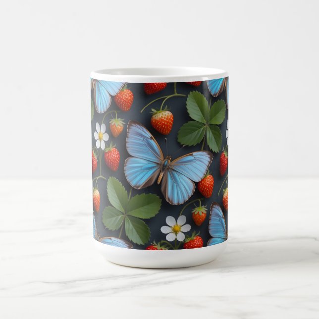Mug Motif floral avec papillons morpho bleus (Centre)