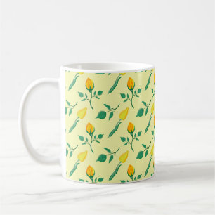 Mug Motif floral avec rose jaune et fleurs de tulipe