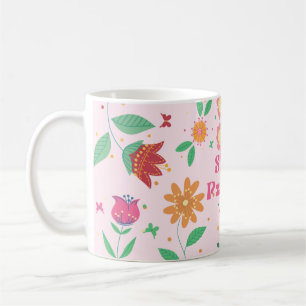 Mug Motif floral avec texte restez positif