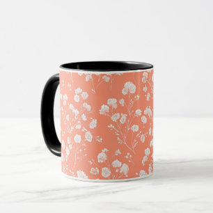 Mug Motif floral blanc de corail féminin