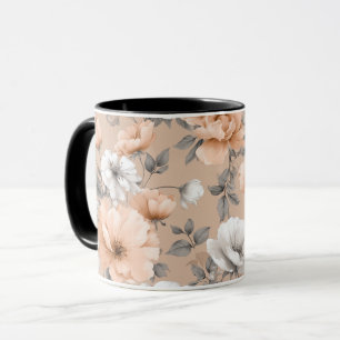 Mug Motif floral blanc de fleur de pêche douce romanti