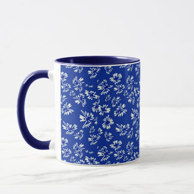Mug motif floral blanc et bleu (Gauche)