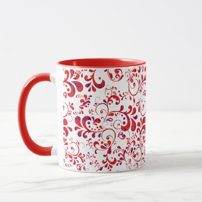 Mug Motif floral blanc rouge mou (Gauche)