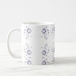 Mug Motif floral bleu et blanc délavé