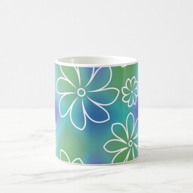 Mug Motif floral bleu et vert (Centre)