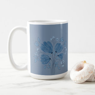 Mug Motif floral bleu sur Denim bleu dégradé