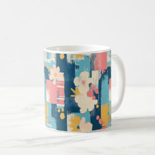 Mug Motif floral bloc de couleur turquoise marine