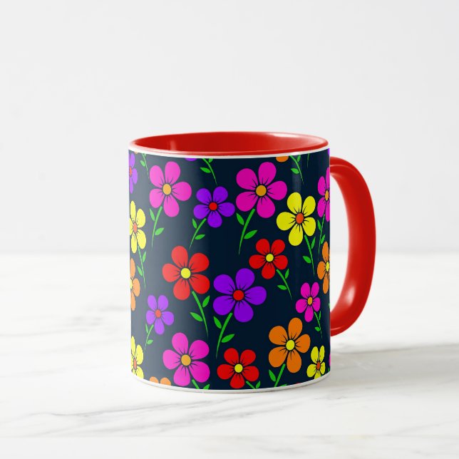 Mug Motif floral coloré (Devant droit)