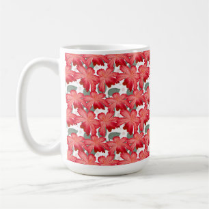 Mug Motif floral corail vibrant   Fleurs rouges audaci