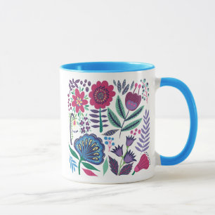 Mug Motif floral d'art populaire magenta