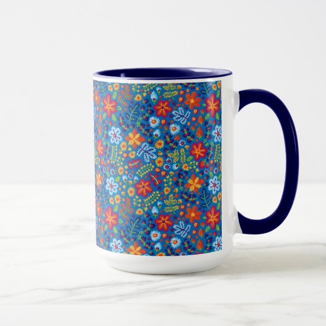 Mug Motif floral de broderie (Droite)