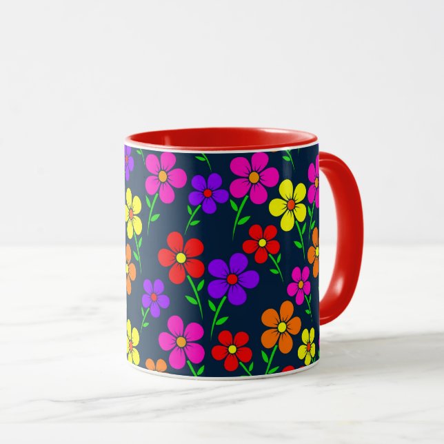 Mug Motif floral de fleurs colorées (Devant droit)