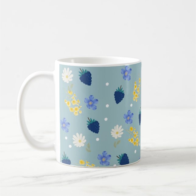 Mug Motif floral de fleurs sauvages et de mûres (Gauche)