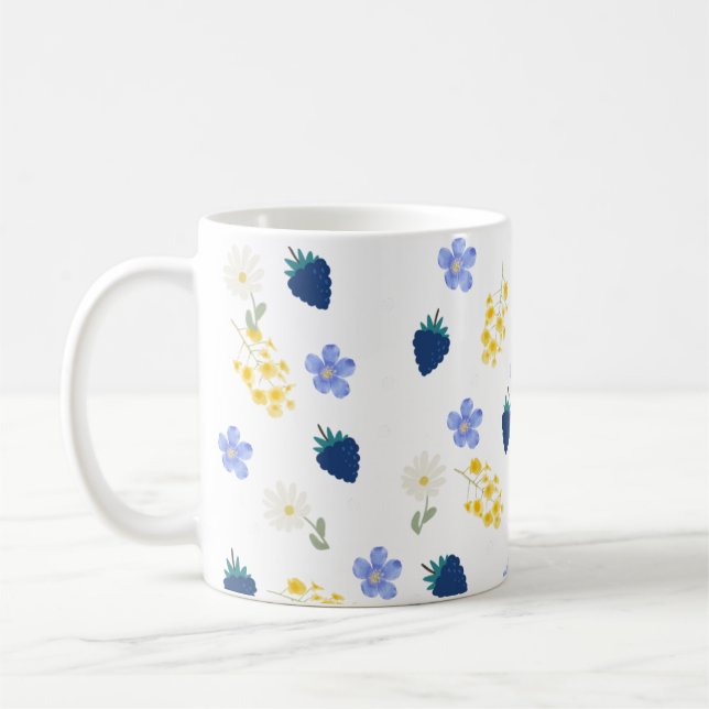 Mug Motif floral de fleurs sauvages et de mûres (Gauche)