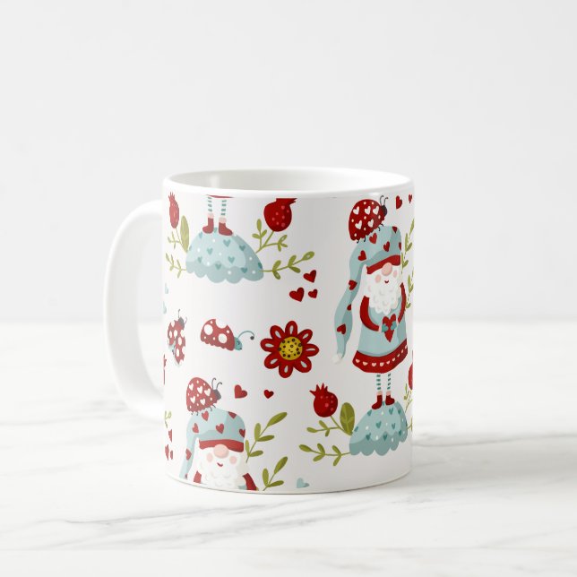 Mug Motif floral de gnome scandinave mignon (Devant gauche)