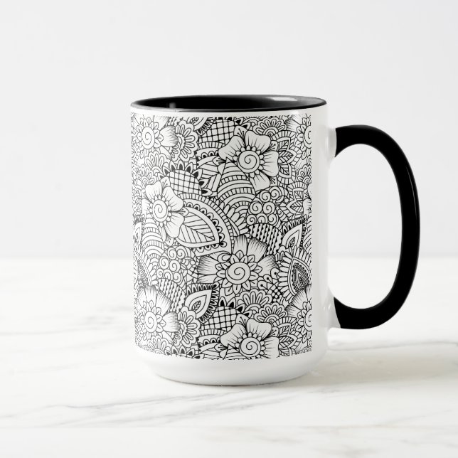 Mug Motif floral de griffonnage (Droite)