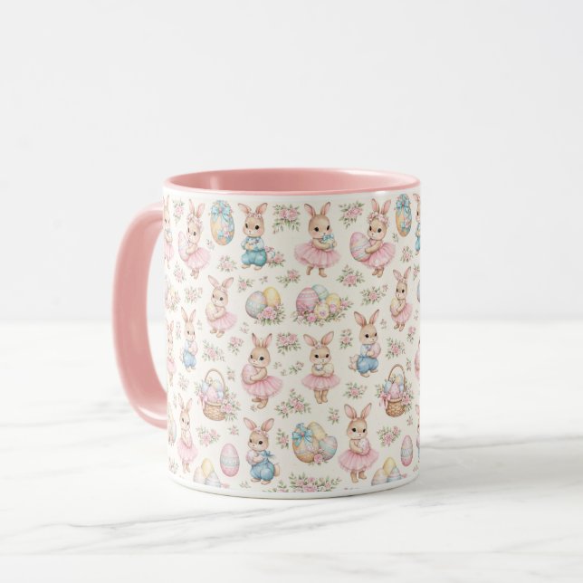 Mug Motif floral de lapin de Pâques mignon - Printemps (Devant gauche)