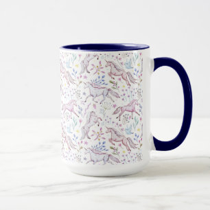 Mug Motif floral de licorne d'aquarelle