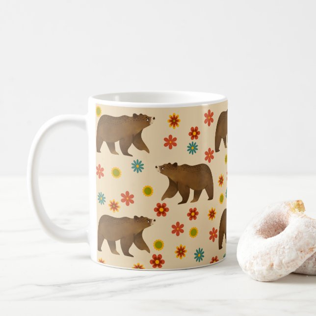Mug Motif floral de l'ours (Avec donut)