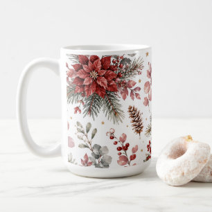 Mug Motif floral de Noël élégant vintage