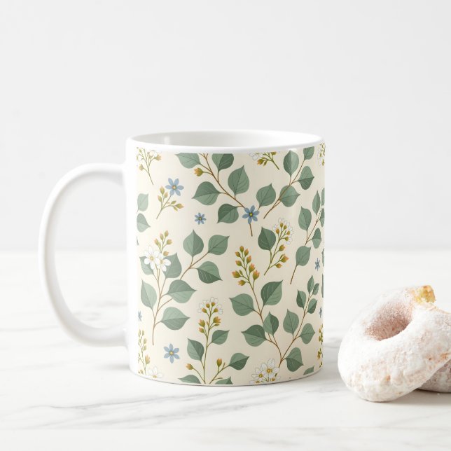 Mug Motif floral d'eucalyptus sans couture (Avec donut)