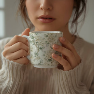 Mug Motif floral d'hortensia blanc délicat