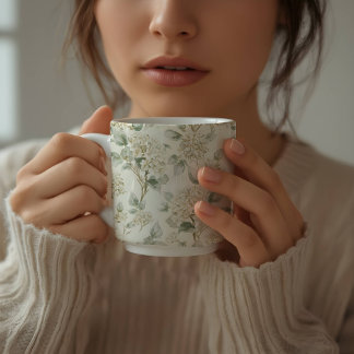 Mug Motif floral d'hortensia blanc délicat