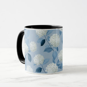 Mug Motif floral d'hortensia bleu doux Cottagecore