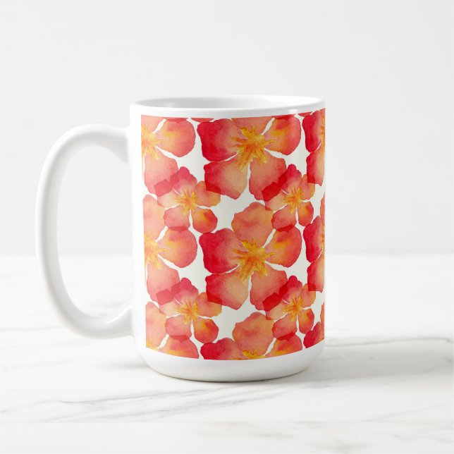 Mug Motif floral d'oléandre orange (Gauche)
