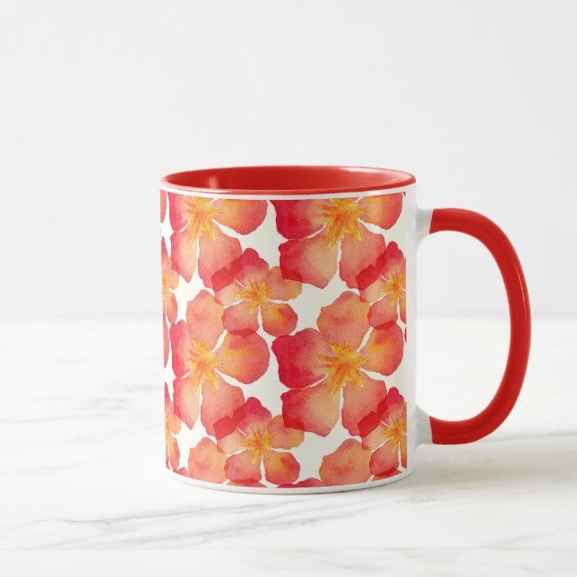 Mug Motif floral d'oléandre orange (Droite)