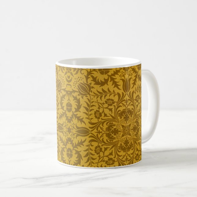 Mug Motif floral doré orné avec symétrie (Devant droit)