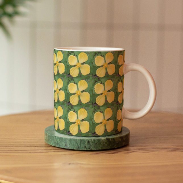 Mug Motif floral du pavot célandin jaune (In Situ Coaster)