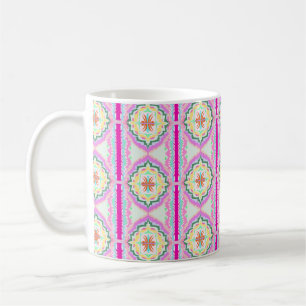 Mug Motif floral géométrique rose et or chic