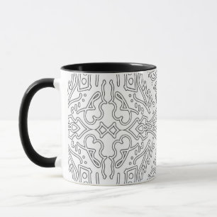 Mug Motif floral gris minimaliste