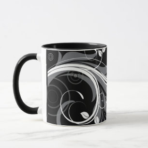 Mug Motif floral gris sur le noir